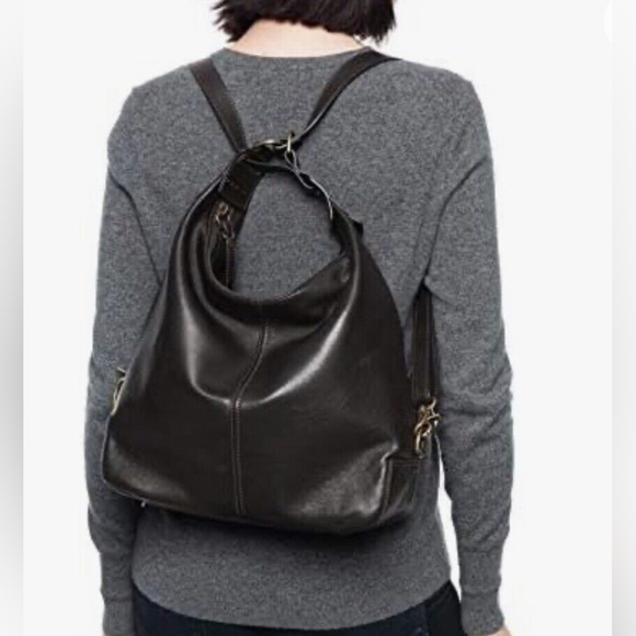 FRYE Gia Convertible Shoulder Hobo Bag Backpack Brown Leather - Picture 4 of 8